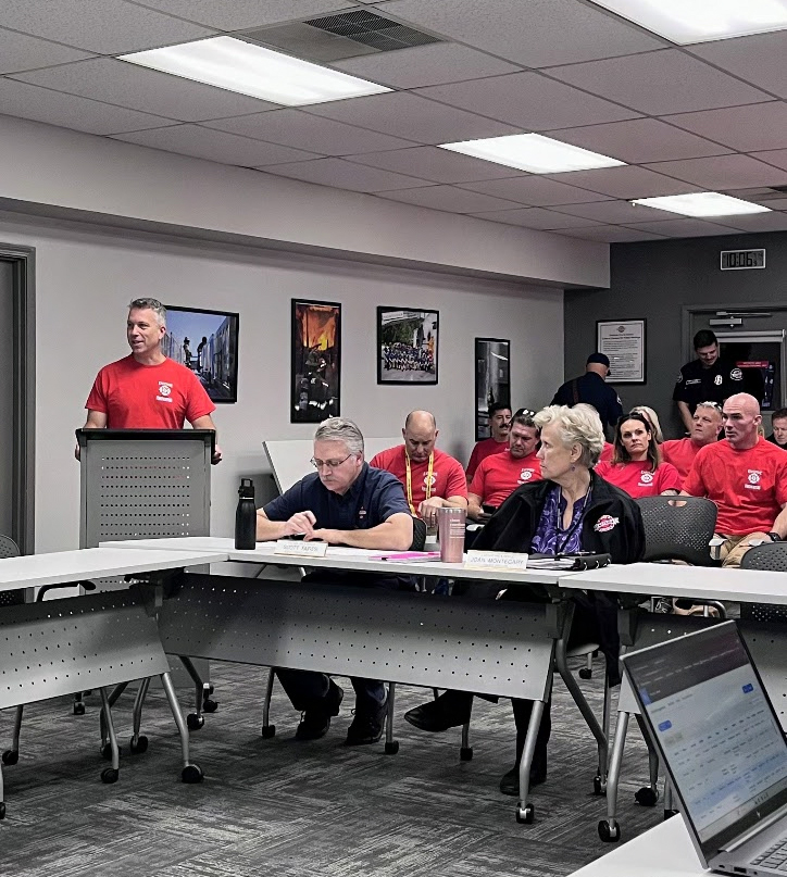 Ray speaking to firefighters
